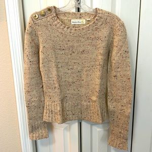 Anthro Charlie & Robin | Fleckled cream sweater with gold button detailing